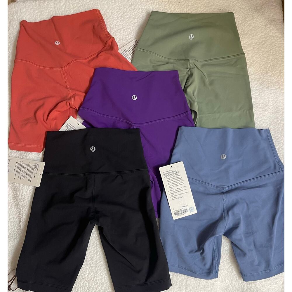 Lululemon Align High Rise Shorts Lot 5 NWT Size 2 6” & 8” Biker Yoga